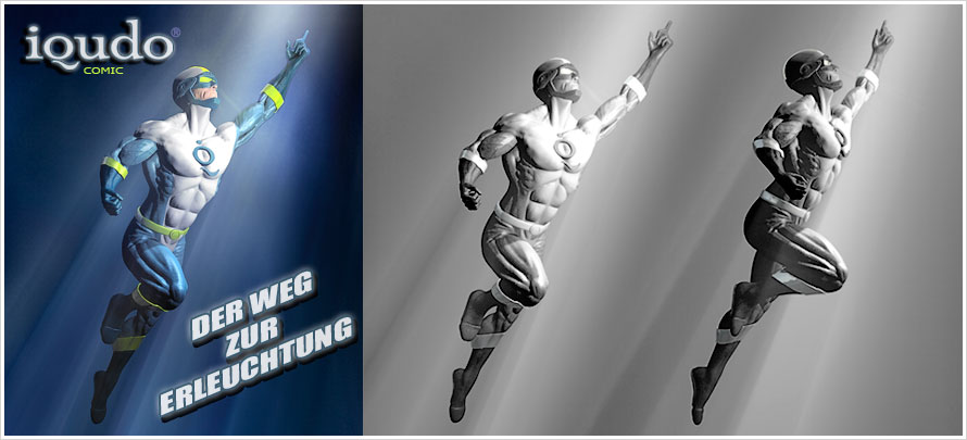 3D-Charakterstudie Modeling Hero Qudo | Visualisierung Titelbild für Comic IQUDO | Projek WWW.IQUDO.COM